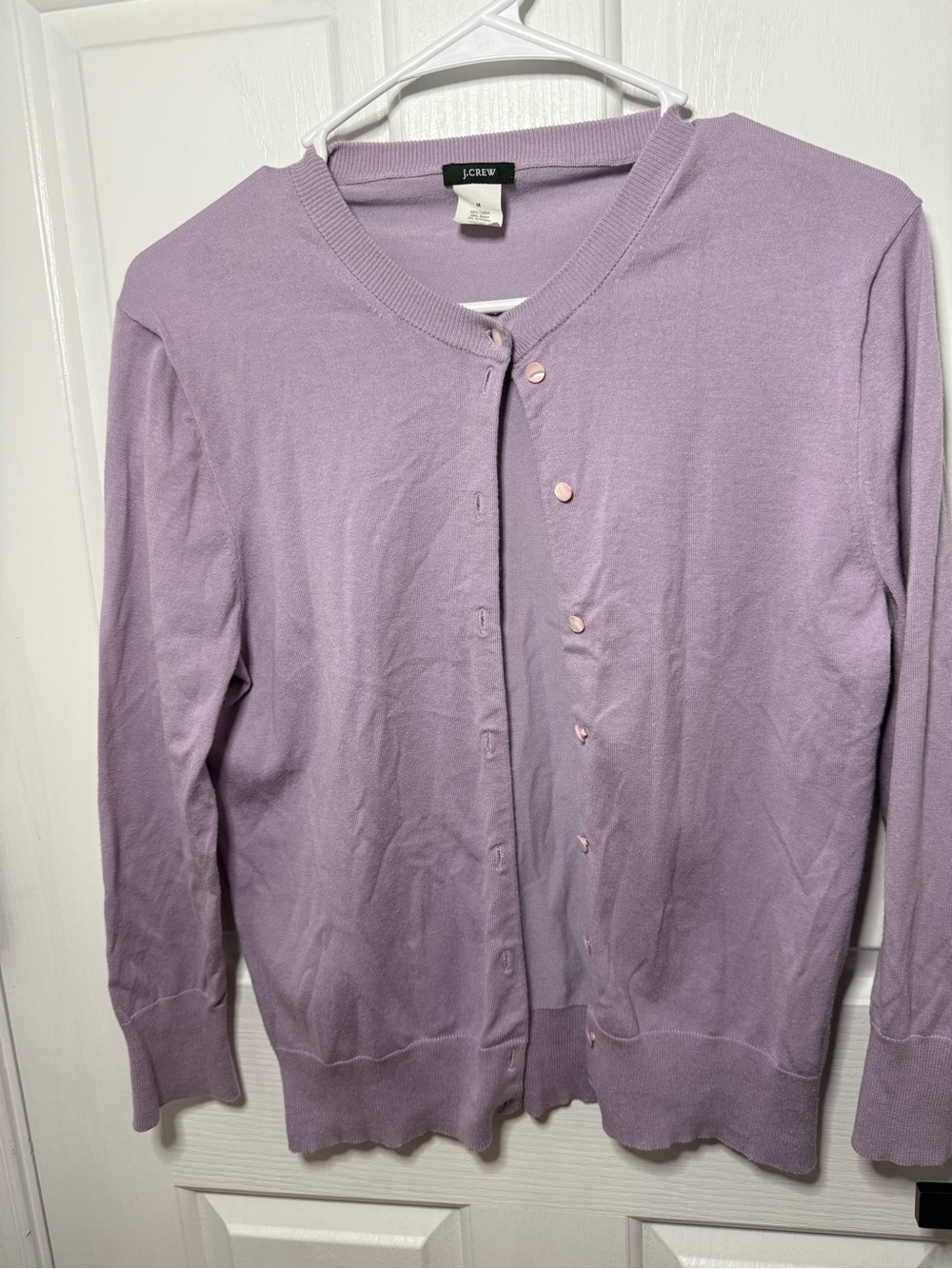 J. Crew Lavender Crewneck Button Cardigan